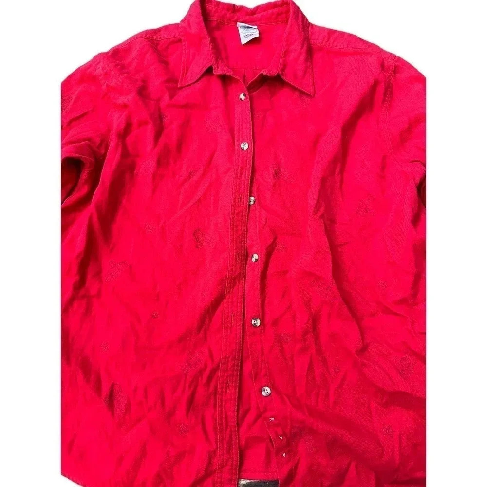 The Disney Store Women's Red Long Sleeve Button Down Collared‎ Shirt Size XXL